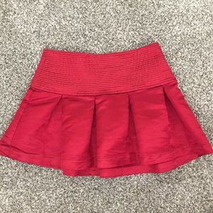 Red Pleated Mini Skirt